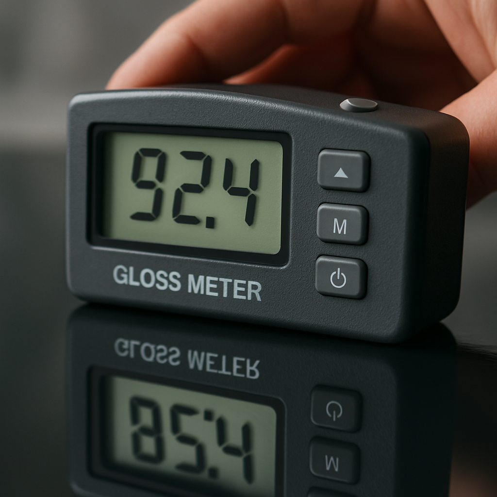 Gloss meter reading on coated surface