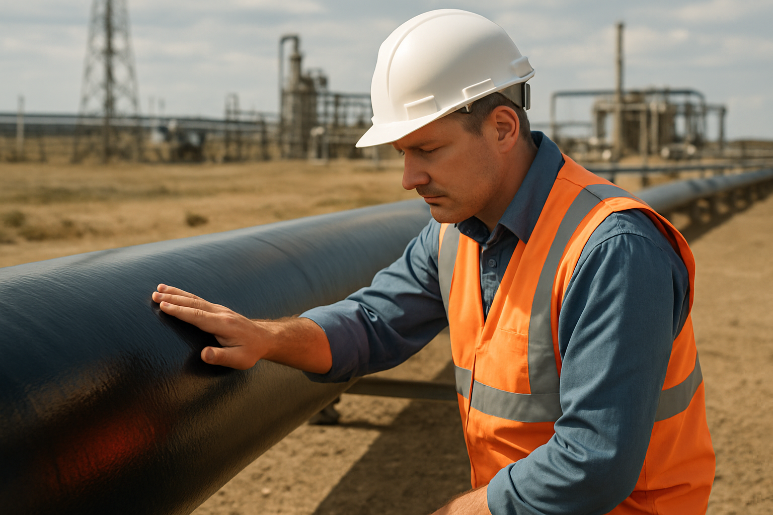 Pipeline coated with LPTHC protective system