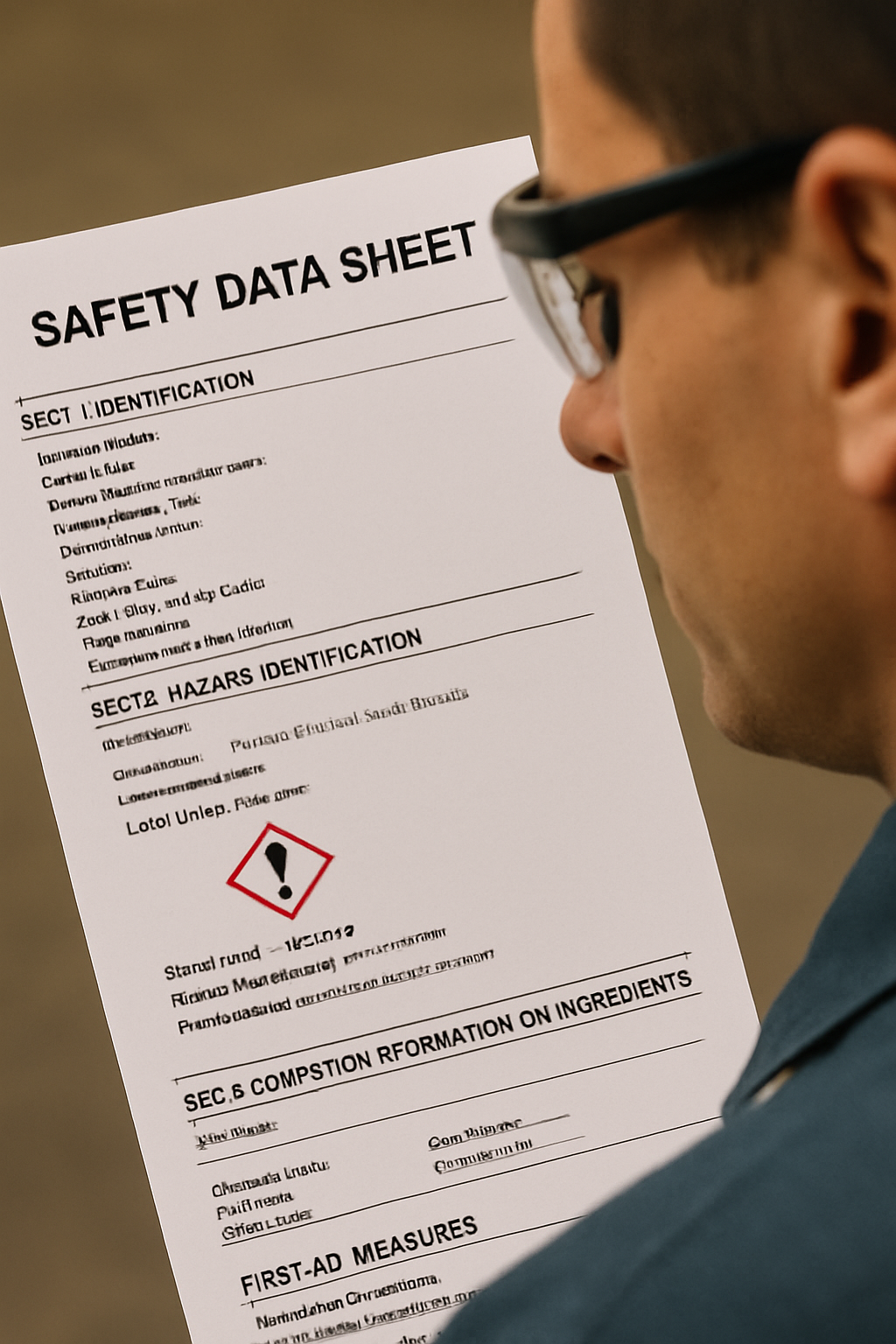 Safety data sheet close-up